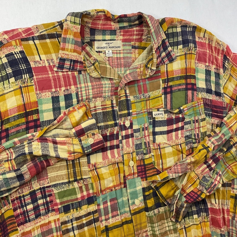 Guess by Georges Marciano Rayon‎ Abstract Shirt Mens M Short Sleeve 90s Vintage